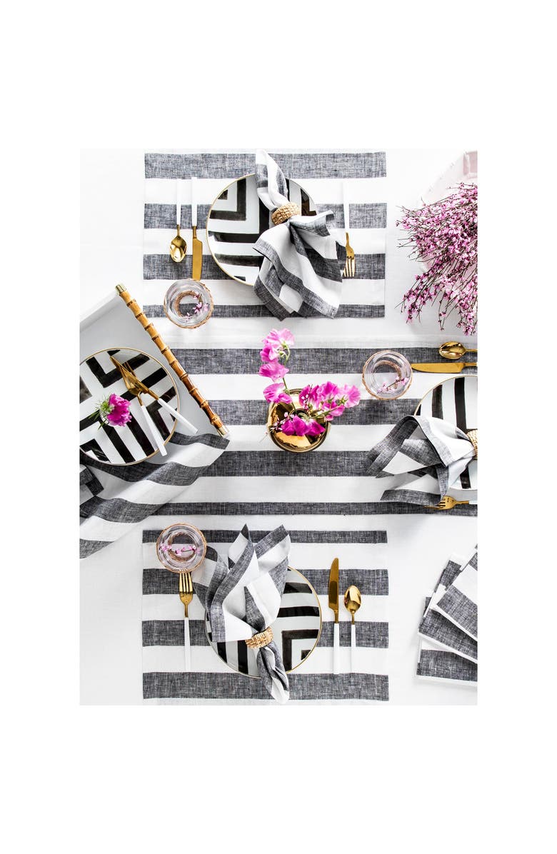 Solino Home Linen Placemats - Cabana Stripe, 14" x 19" Inch, Alternate, color, Black And White