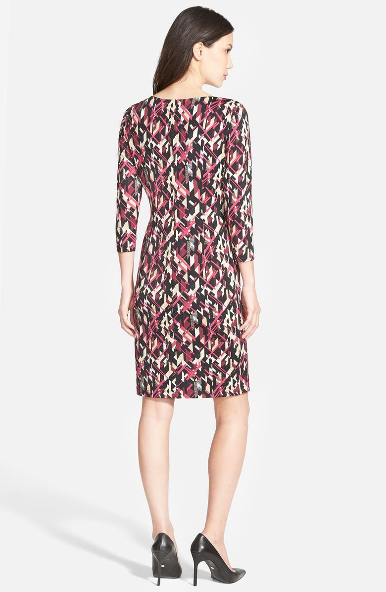 Ellen Tracy Print Gathered Jersey Sheath Dress, Alternate, color, 