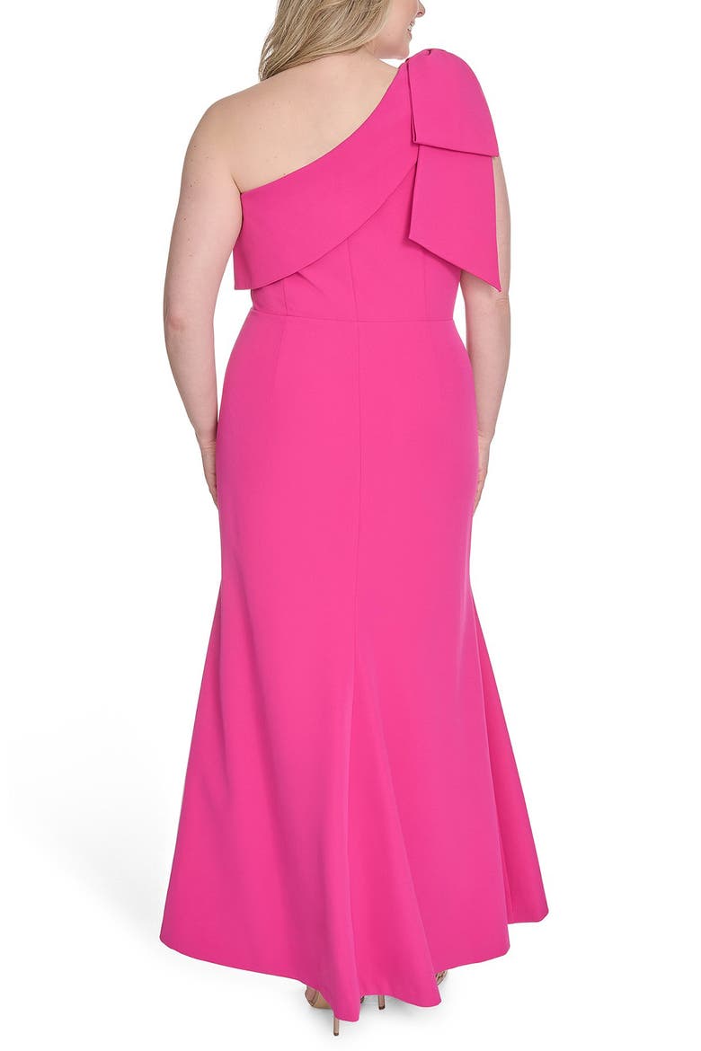 Bow Detail One-Shoulder Gown, Alternate, color, MAGENTA
