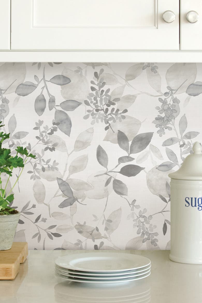 Grey Breezy Peel & Stick Wallpaper, Alternate, color, GREY