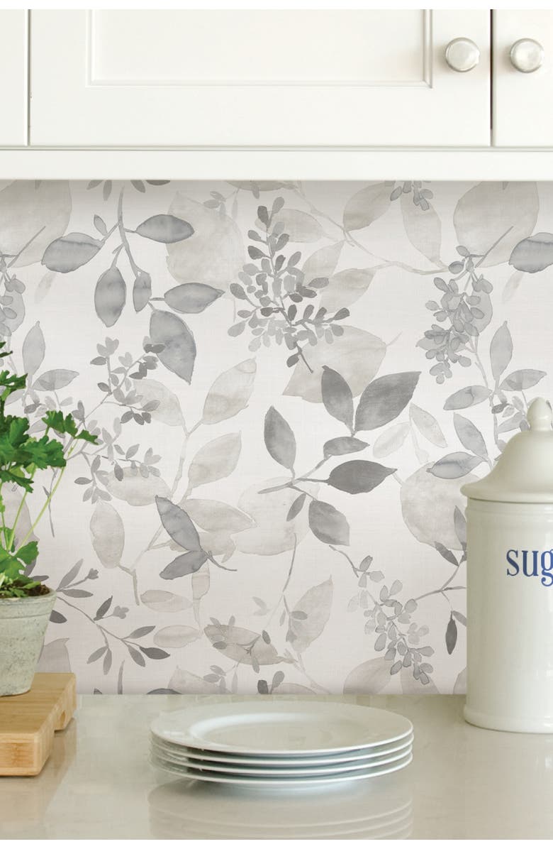 Wallpops Grey Breezy Peel & Stick Wallpaper, Alternate, color, Grey