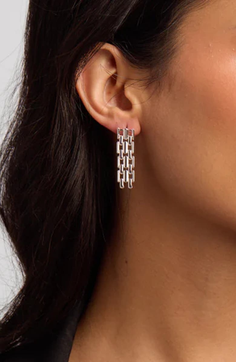 Argento Vivo Sterling Silver Panthera Link Linear Drop Earrings, Alternate, color, Silver