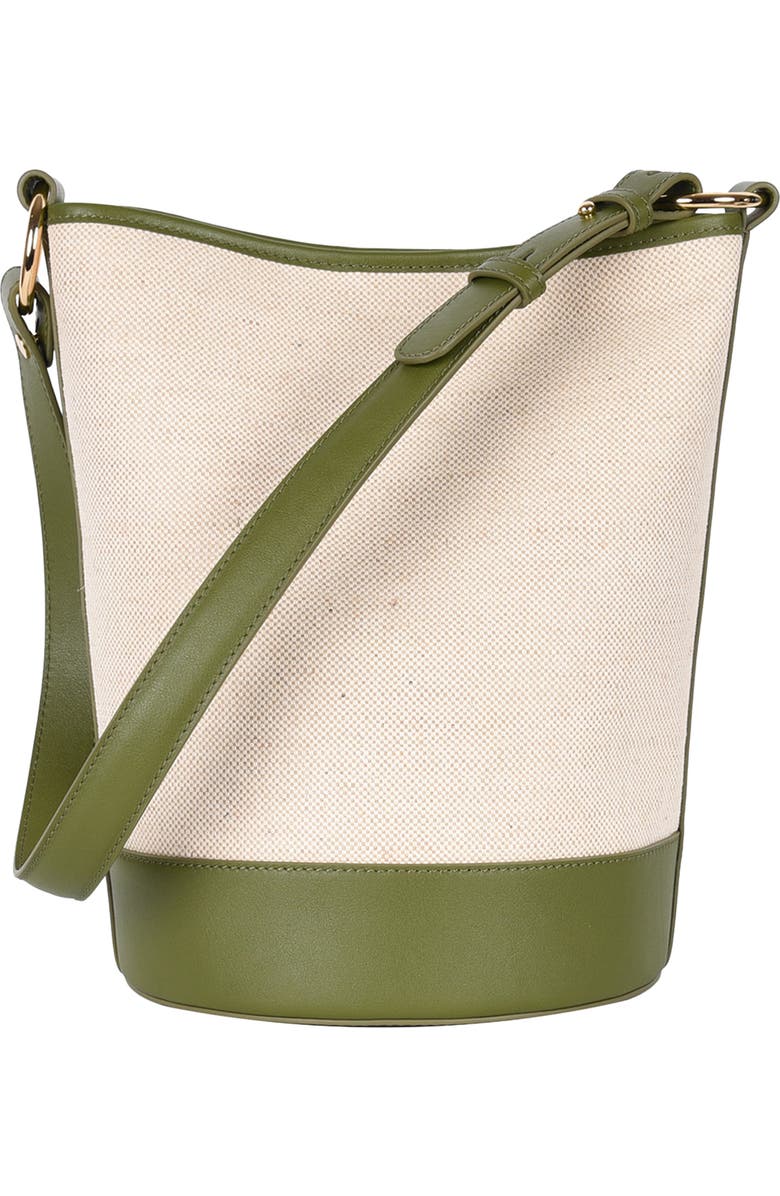 HYER GOODS Canvas and Upcycled Leather Convertible Bucket Bag, Main, color,