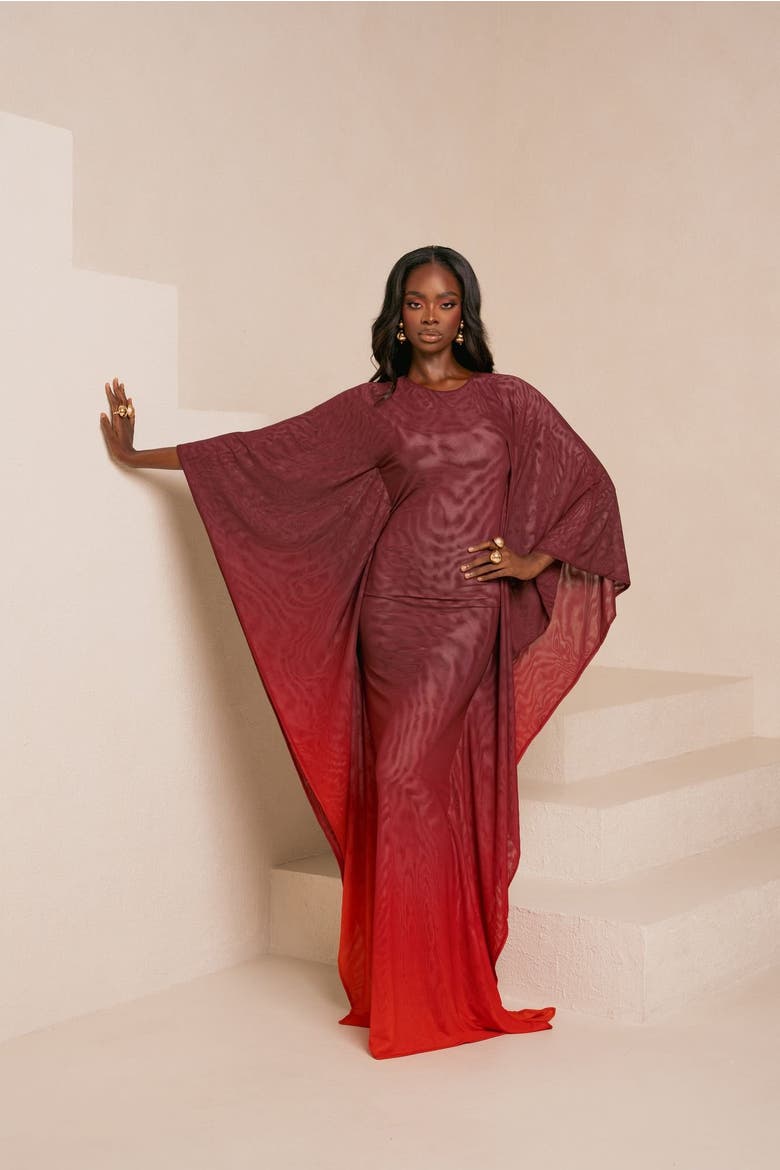 Dawn Kaftan Dress, Alternate, color, Burgundy