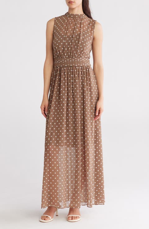 Sleeveless Polka Dot Maxi Dress