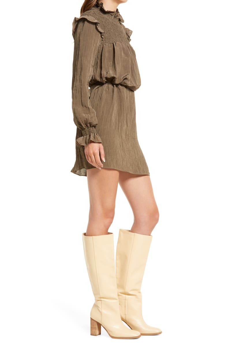 French Connection Boza Smock Detail Long Sleeve Dress, Alternate, color, Deep Moss