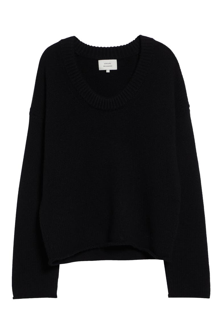Derry Cashmere U-Neck Sweater, Alternate, color, BLACK
