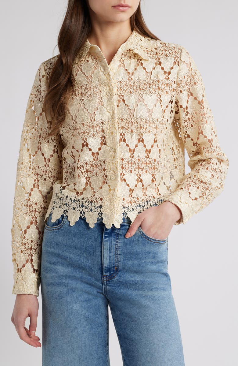FRAME Lace Button-Up Shirt, Main, color,
