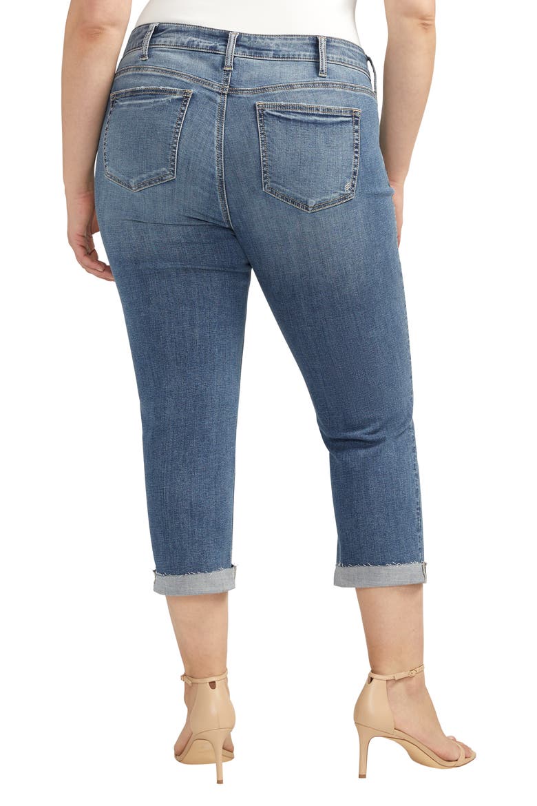 Elyse Luxe Stretch Distressed Capri Jeans, Alternate, color, INDIGO