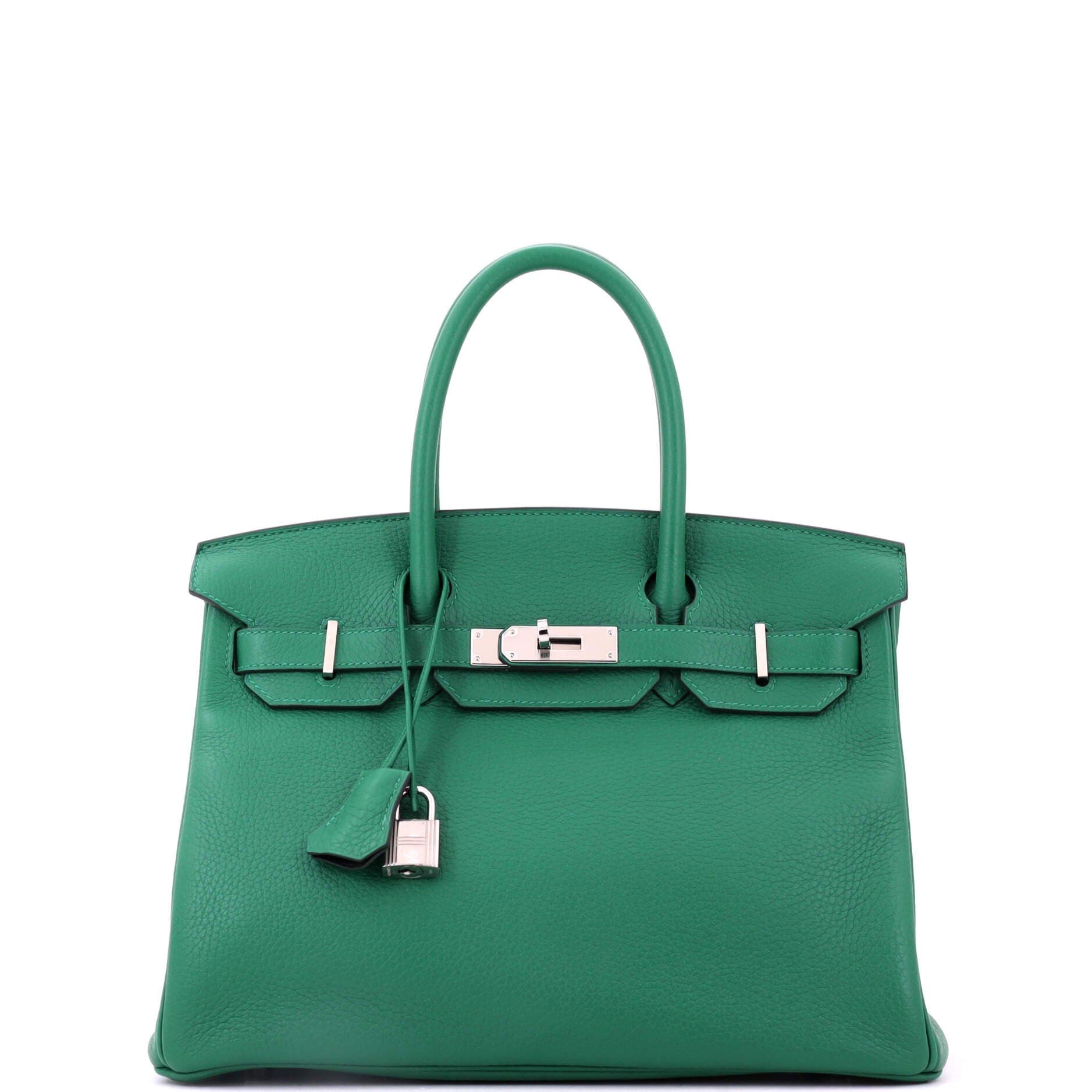 Birkin Handbag Verso Clemence with Palladium Hardware 30, Main, color, Green