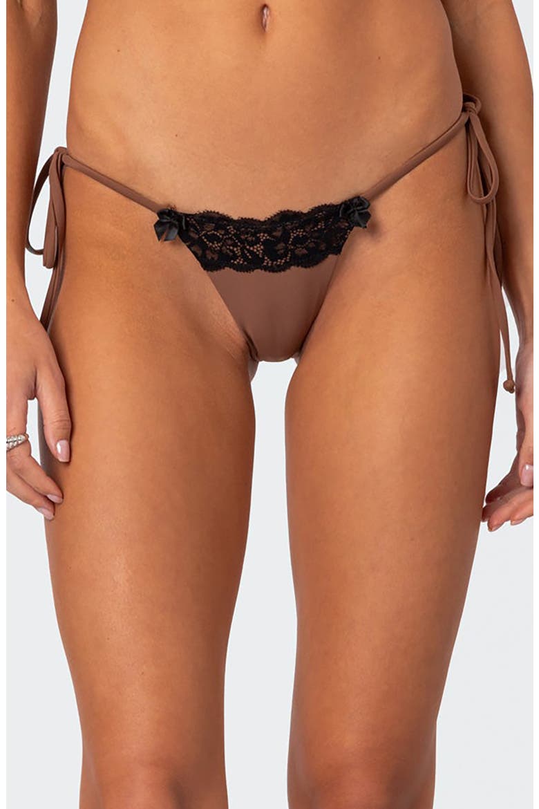 Cassey Lacey Side Tie Bikini Bottoms, Main, color, BROWN