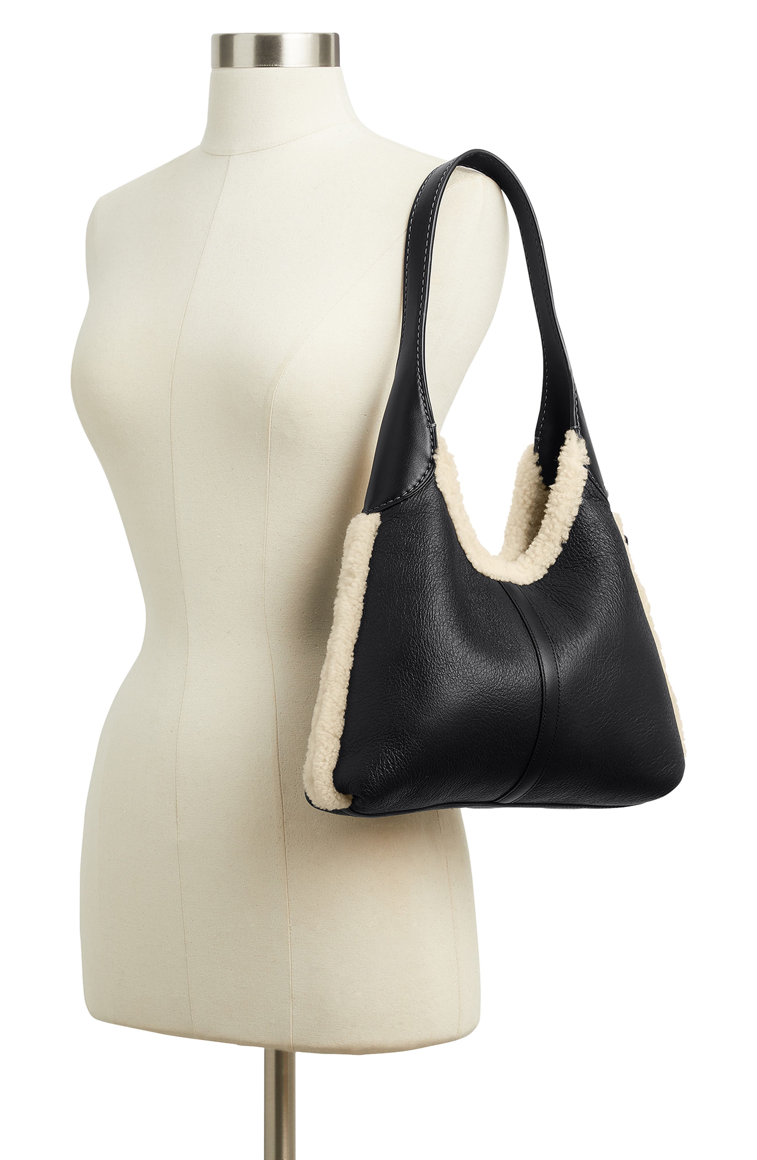 COACH Brooklyn 28 Shoulder Bag with Genuine Shearling Trim, Alternate, color, B4/ Black Natural