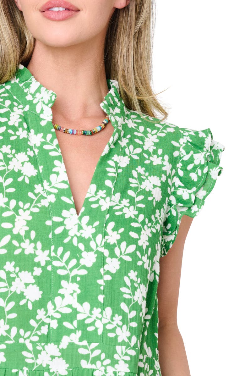 GIBSONLOOK Floral Print Flutter Sleeve Maxi Dress, Alternate, color, Green Trellis