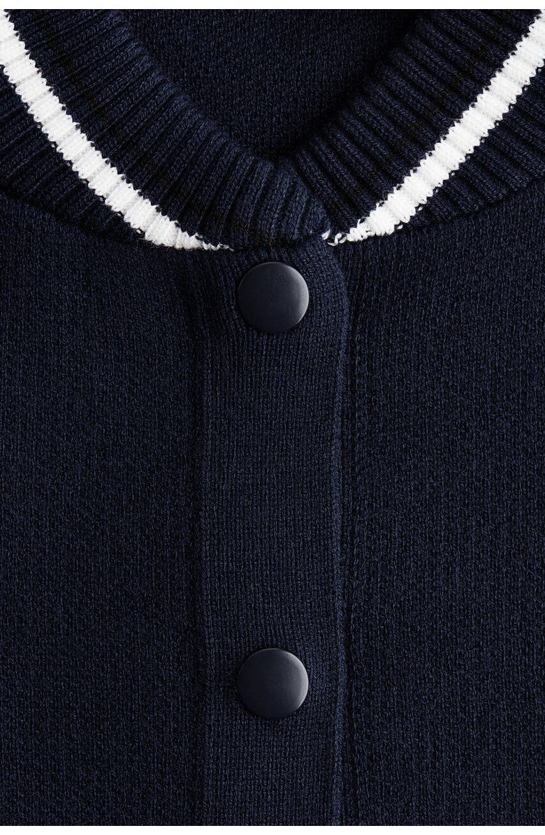 H&M Knitted Baseball Jacket, Alternate, color, Navy Blue