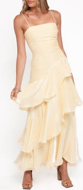Petal & Pup Rosalie Metallic Ruffle Maxi Dress