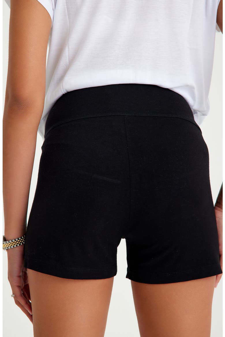 Super Soft Foldover Waistband Maternity Shorts, Alternate, color, BLACK