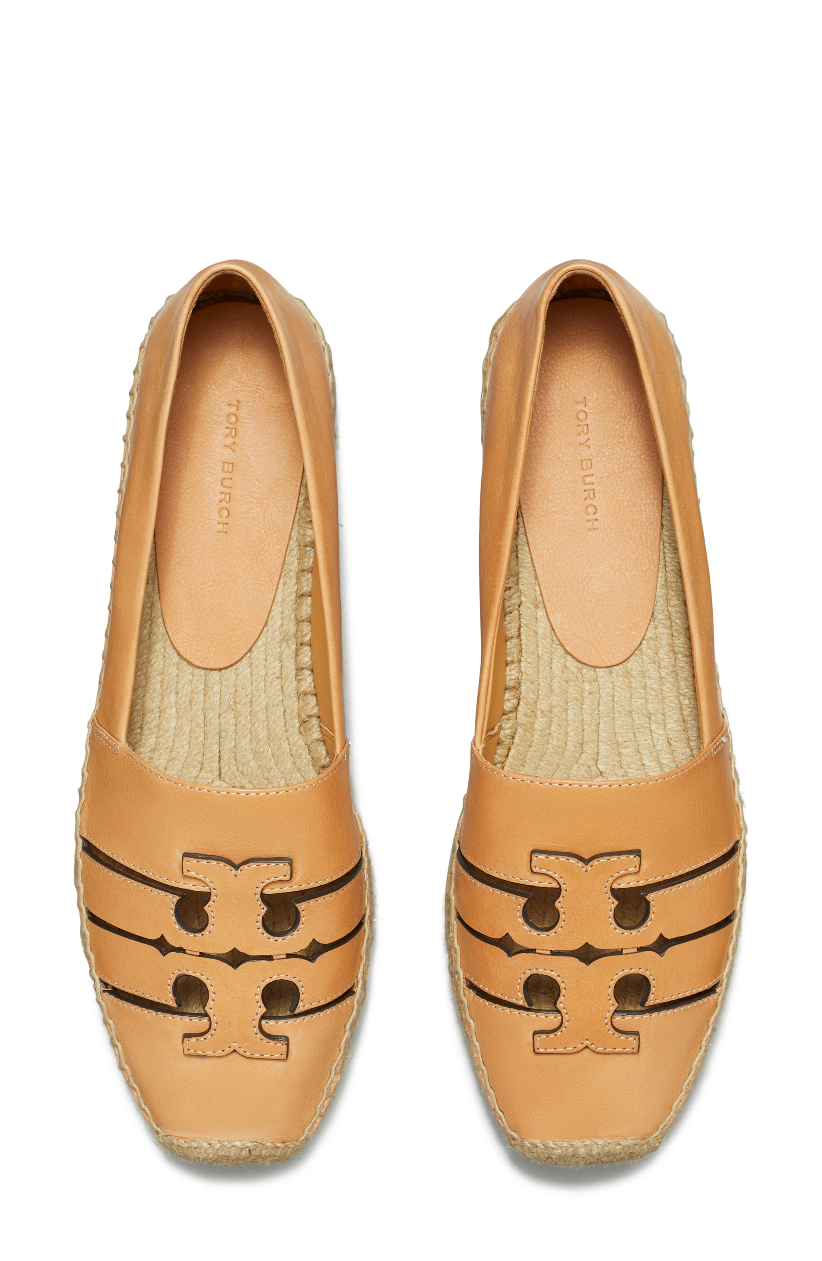 Laser Cut Leather Platform Espadrille, Alternate, color, CAMELLO