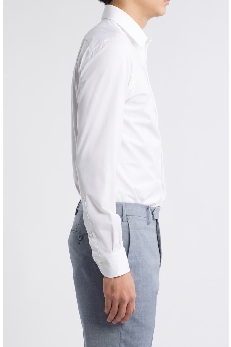 Lord Solid Knit Cotton Blend Dress Shirt, Alternate, color, WHITE