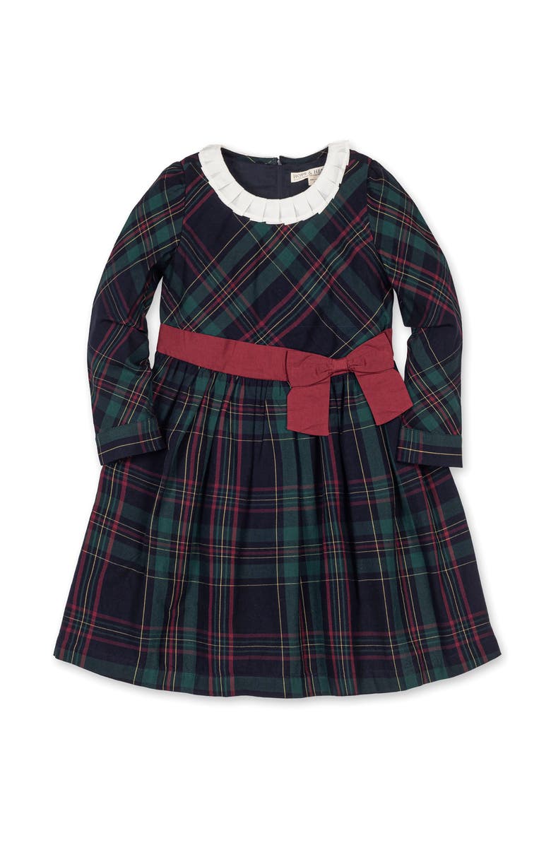 Hope & Henry Kids' Organic Pleated Collar Dress with Sash, Main, color, Scottish Plaid