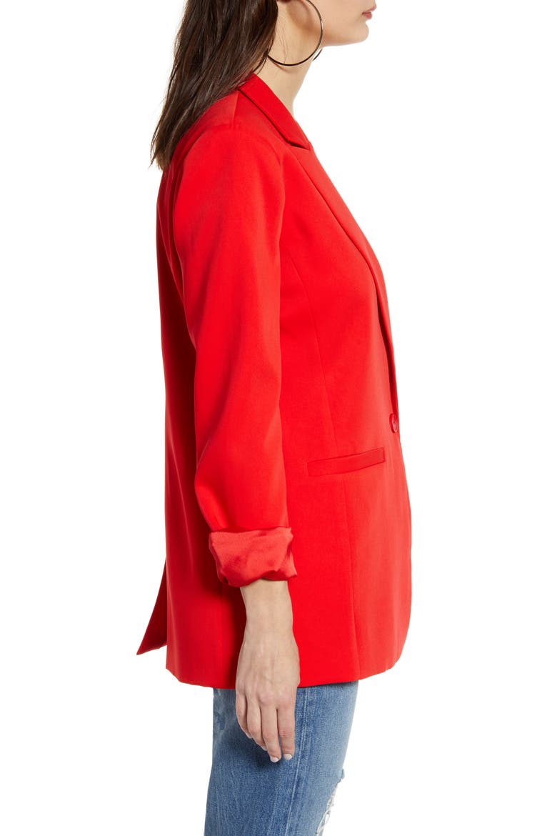 Tailored Single Button Blazer, Alternate, color, RED
