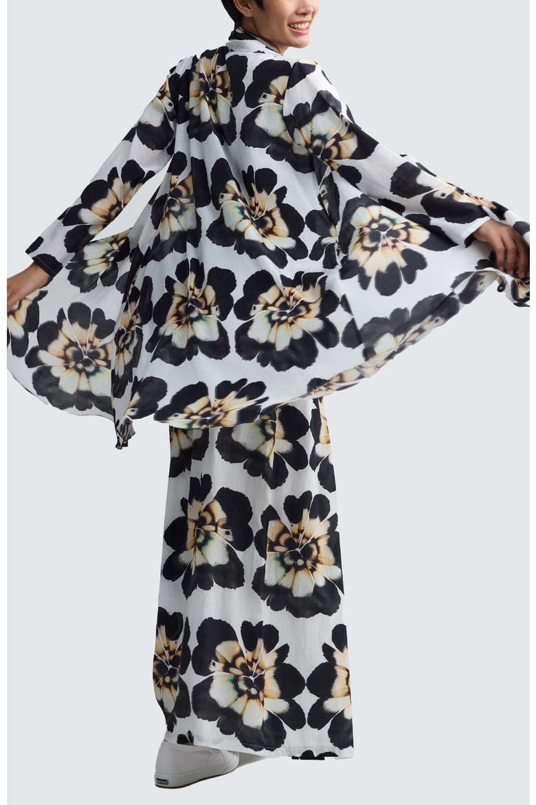 Meliora Floral Print Open-Front Duster, Alternate, color, Beige