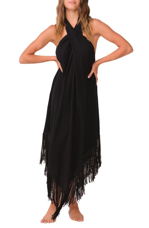 PQ SWIM Kate Fringe Cover-Up Halter Dress in Midnight 