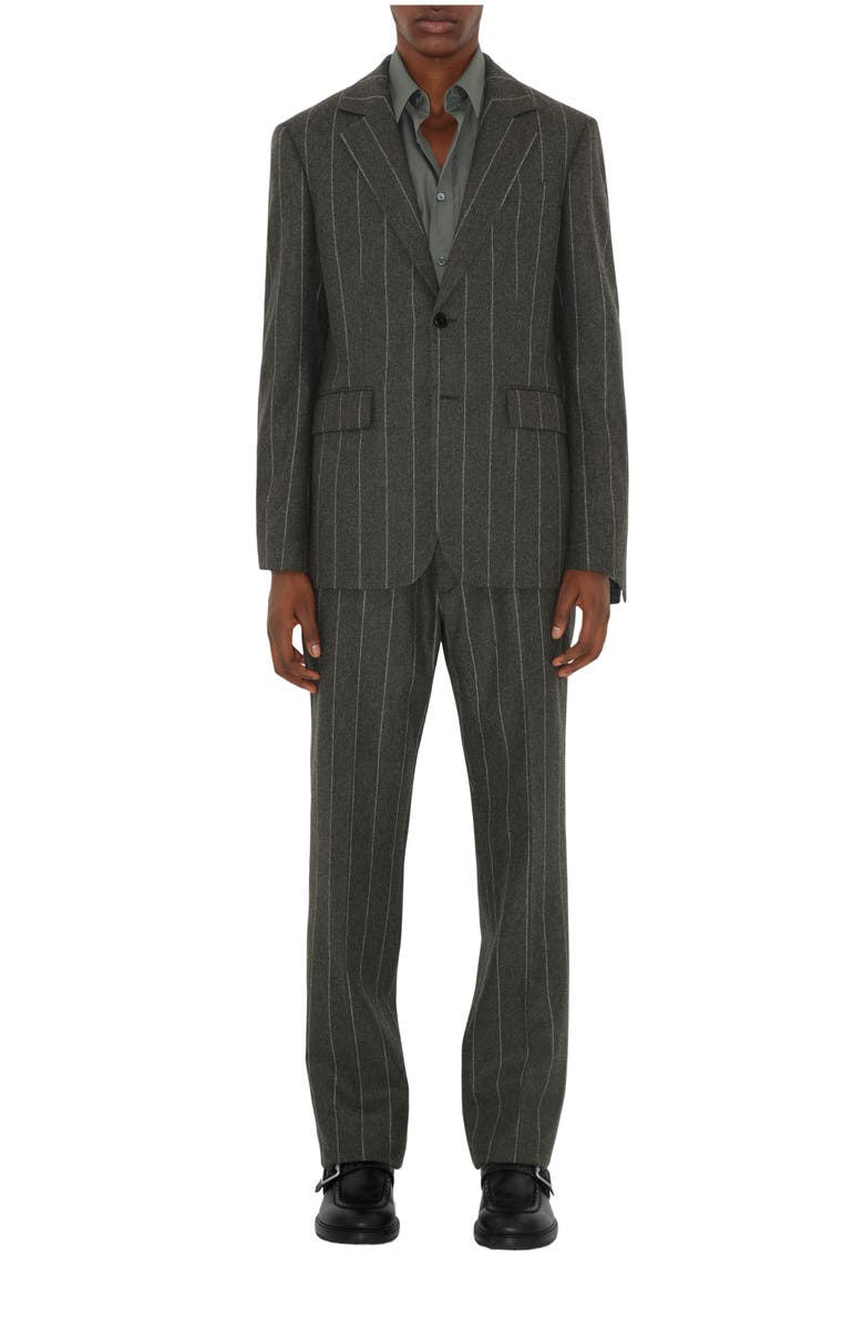 Burberry Pinstriped Wool Tailored Jacket, Main, color, 