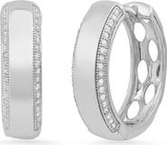 STEELTIME HMY JEWELRY Stainless Steel Simulated Diamond Hoop Earrings