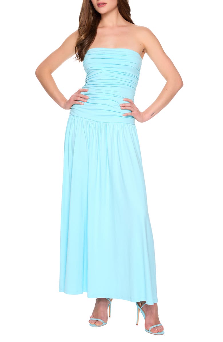 Susana Monaco Ruched Tube Maxi Dress, Main, color, Fresh Water