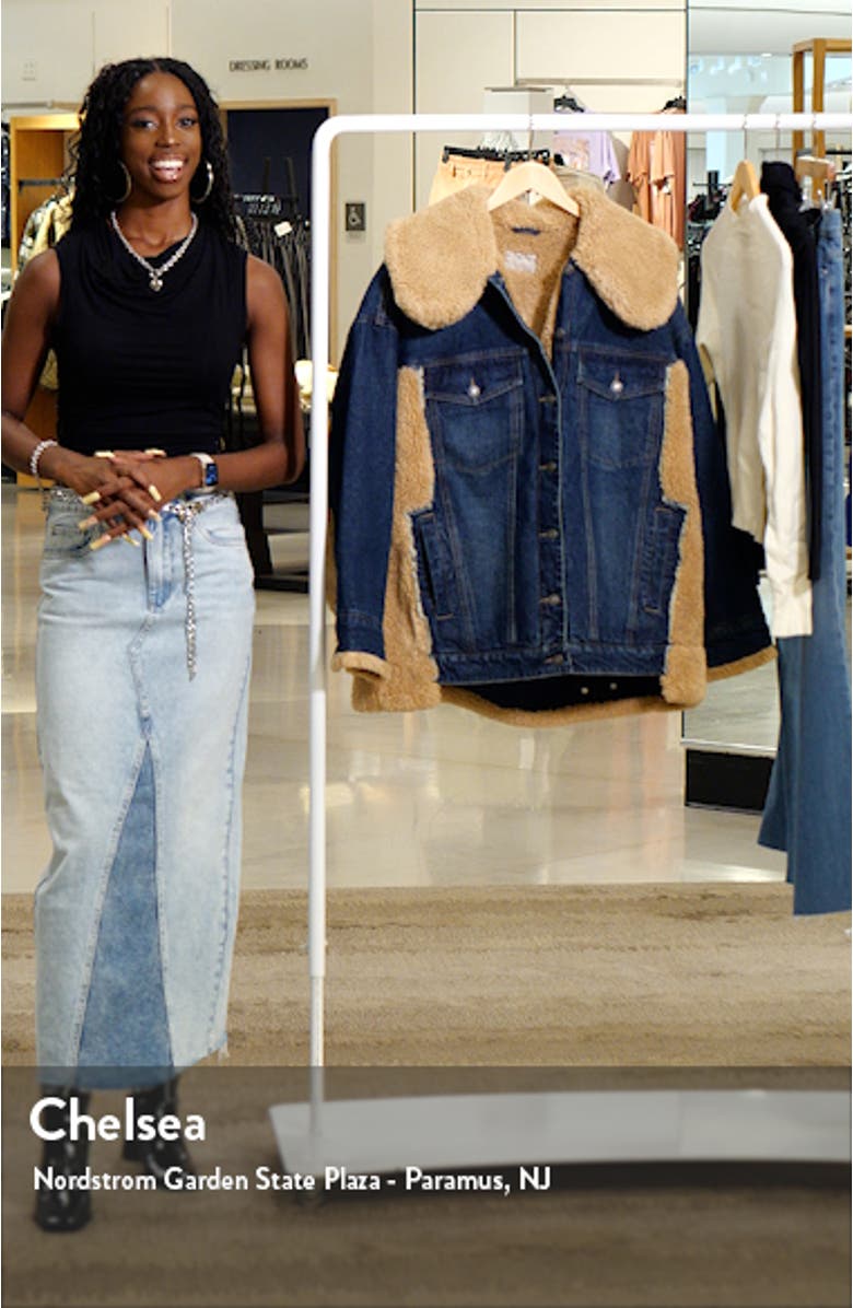 Holly Oversize Denim Jacket with Faux Fur Trim, sales video thumbnail
