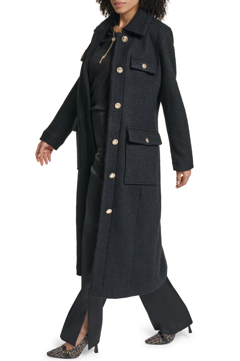 Boiled Wool Blend Coat, Alternate, color, BLACK