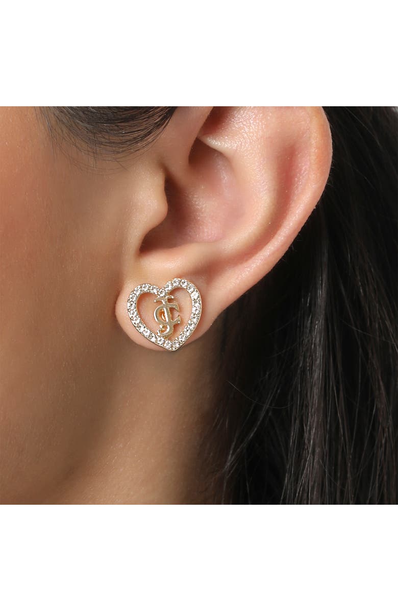 Juicy Couture Gold-Tone Pavé Heart Necklace & Stud Earrings Set, Alternate, color, 710