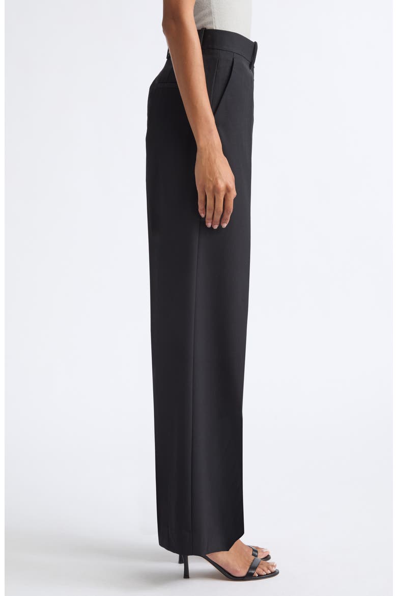 Belted Wool Gabardine Pants, Alternate, color, BLACK