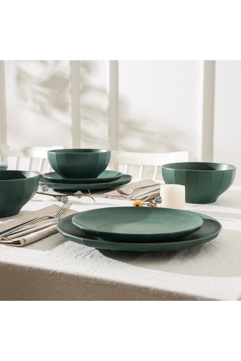Rio Stoneware 4-Piece Dinner Plate Set, Alternate, color, Green