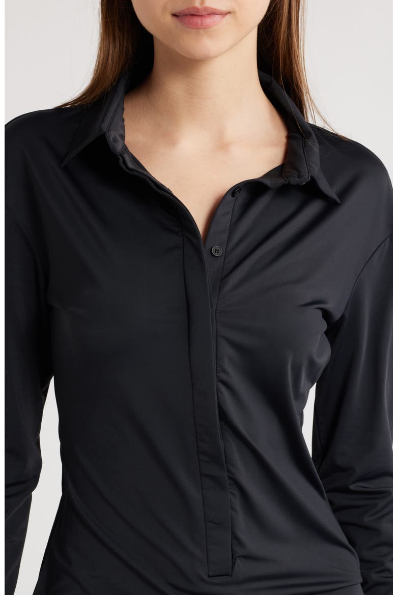 Soho Long Sleeve Mini Shirtdress, Alternate, color, ONYX