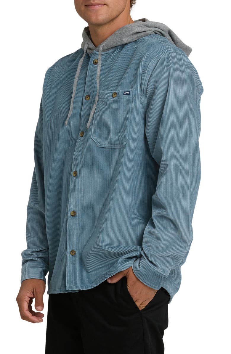 Billabong Baja Hooded Cotton Corduroy Button-Up Shirt, Alternate, color, 