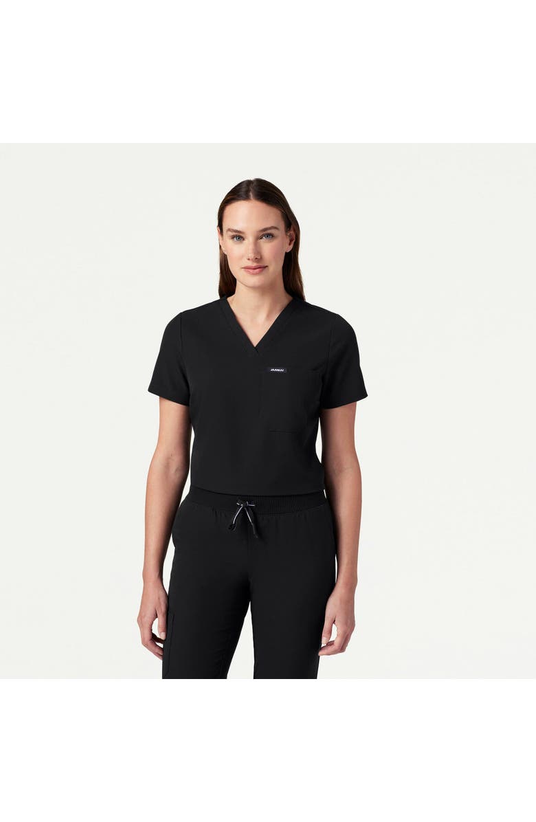 JAANUU Rhena Women's 1-Pocket Slim V-Neck Scrub Top, Main, color, Black