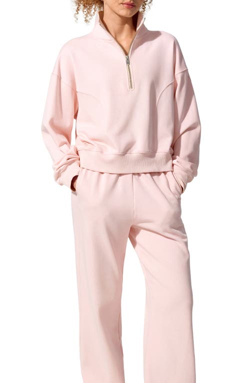 Lilysilk Silkerry Oversized Heirloom '89 Stand Collar Half-zip Pullover In Pink