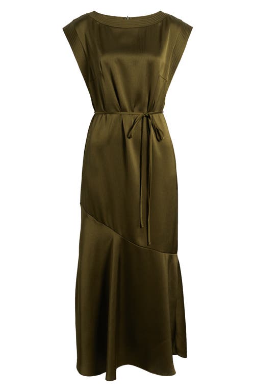 Vince Camuto Cap Sleeve Stretch Satin Belted Dress