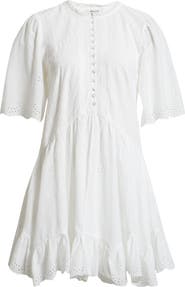 Madewell Eyelet Flutter Sleeve Cotton Minidress