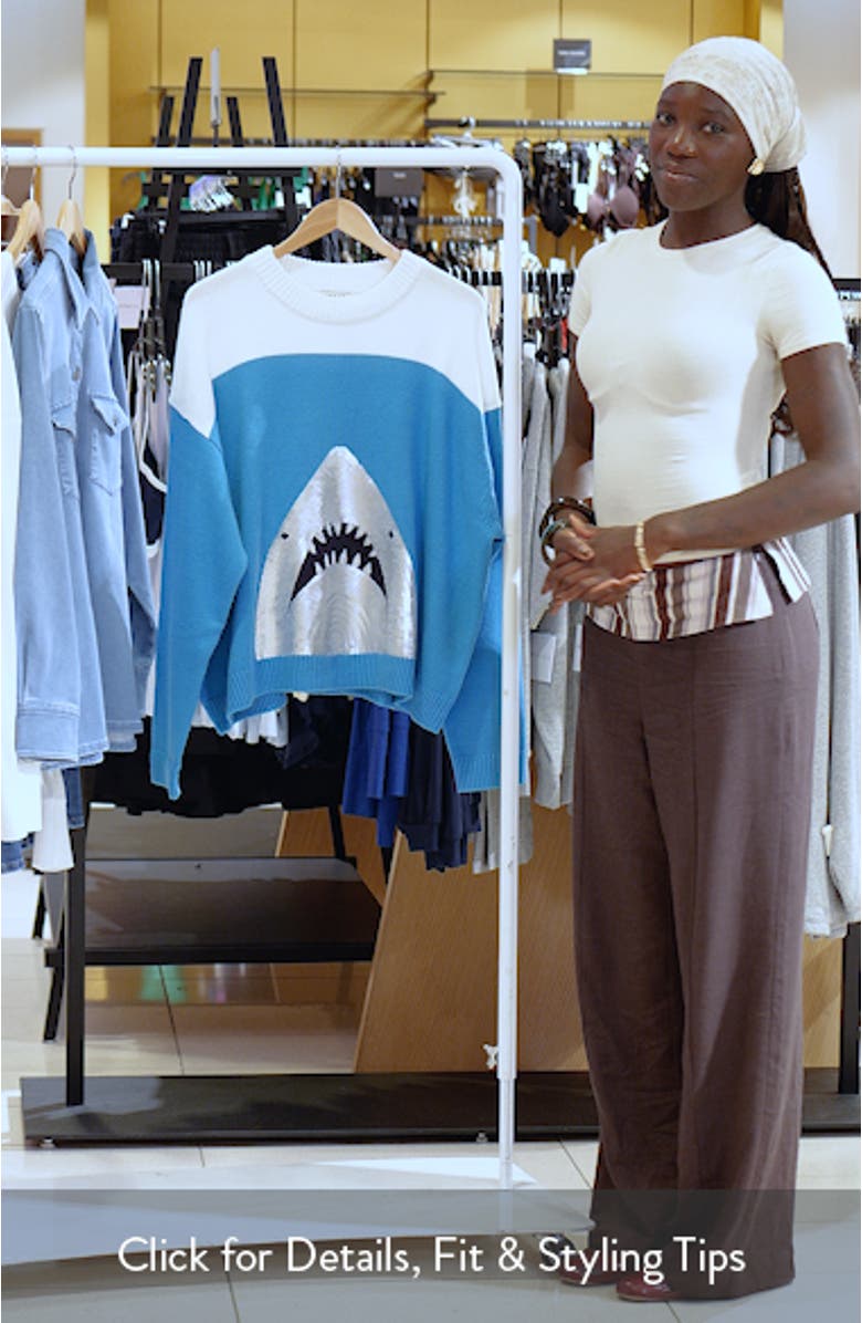 Reya Sequin Shark Cotton Blend Sweater, sales video thumbnail