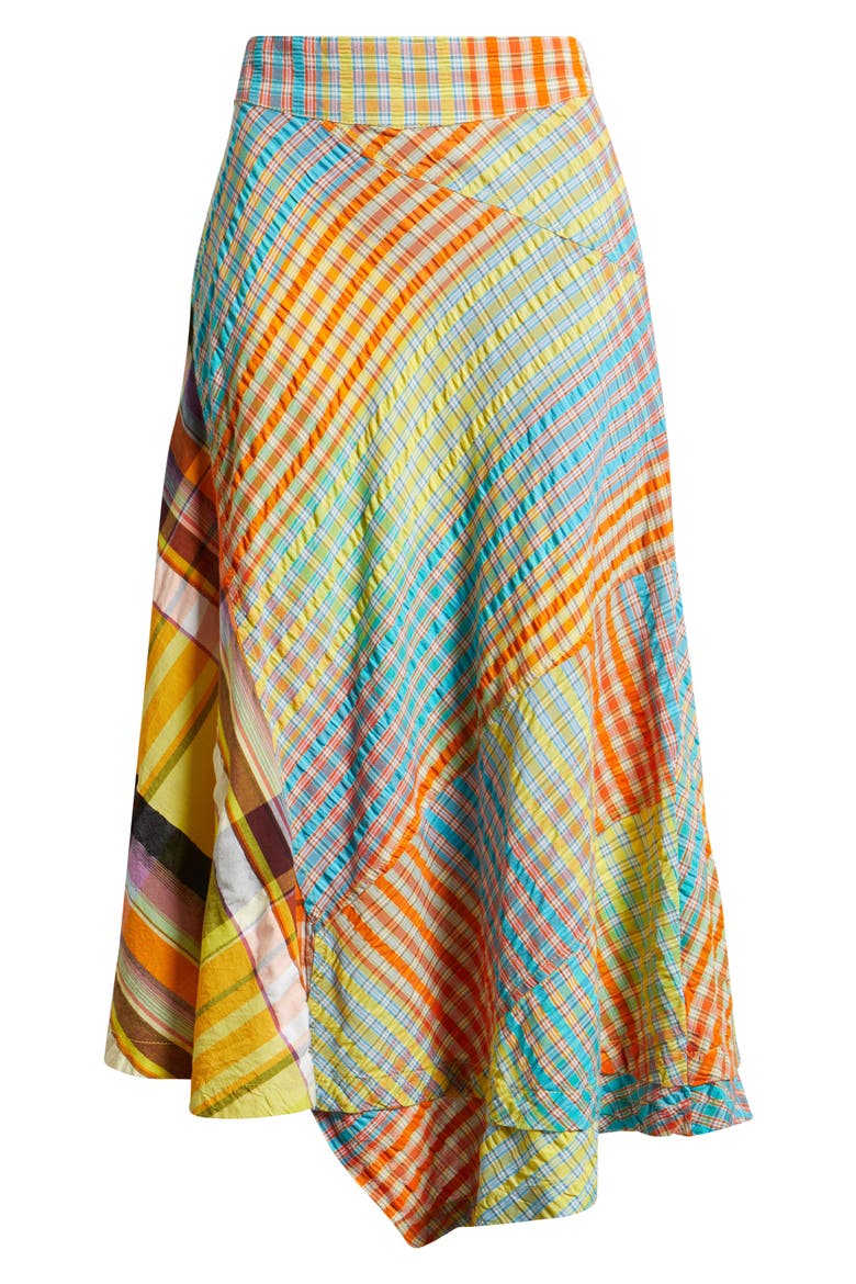 Rivoli Patchwork Plaid Cotton Midi Skirt, Alternate, color, POP COMBO