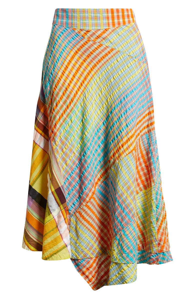 Free People Rivoli Patchwork Plaid Cotton Midi Skirt, Alternate, color, Pop Combo