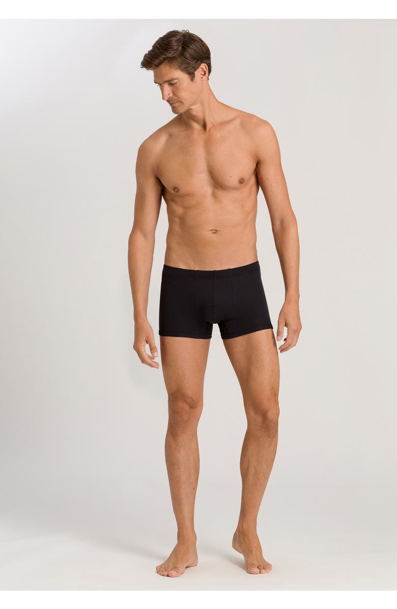 Hanro Sea Island Cotton Cotton Boxer Brief, Alternate, color, Black