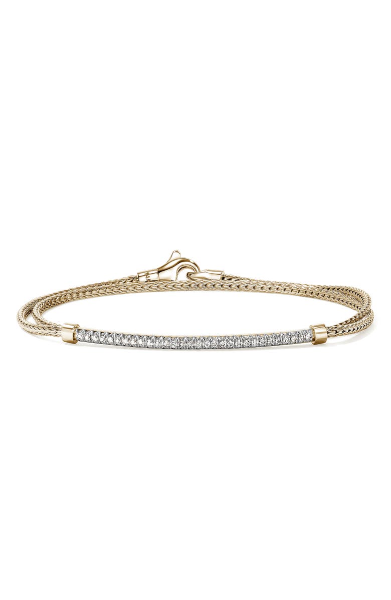 John Hardy JH Essential Pavé Wrap Bracelet, Gold, Diamonds, 1.8mm, Main, color, 14K Gold