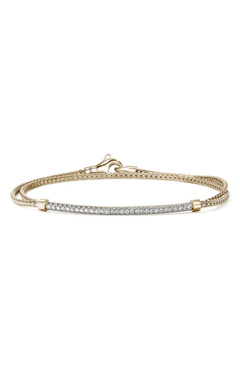 JH Essential Pavé Wrap Bracelet, Gold, Diamonds, 1.8mm