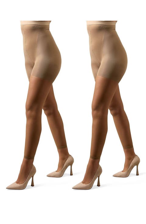 2-Pack High Waist Super Footless Shaper Tights