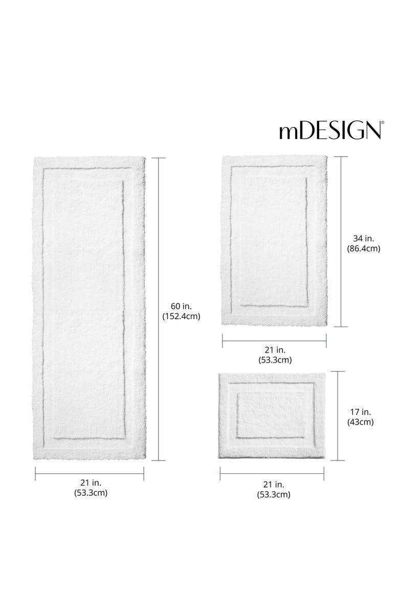 iDesign Microfiber Bath Mats - 3 Piece Bathroom Rugs - Set of 3 - Bright White, Alternate, color,