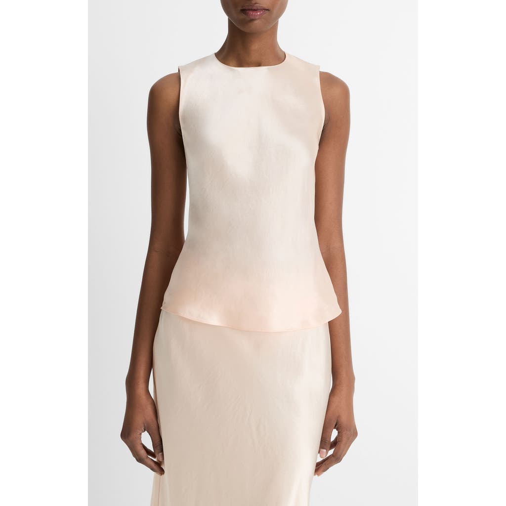 Vince Asymmetric Drape Cap-sleeve Blouse In Lychee