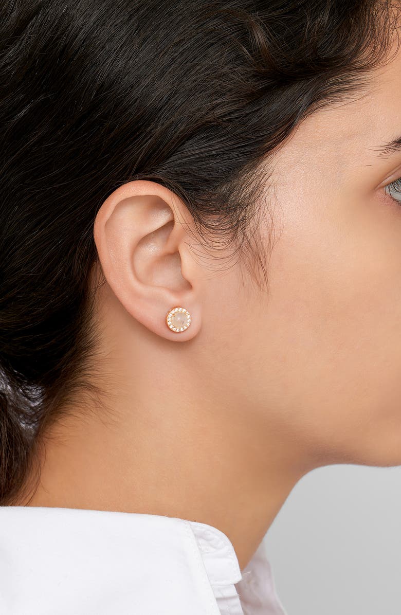 ADORNIA FINE Halo Moonstone Stud Earrings, Alternate, color,